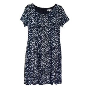 Northstyle Blue White Floral Stretchy Knee Length Pleated Side Pockets Dress 12